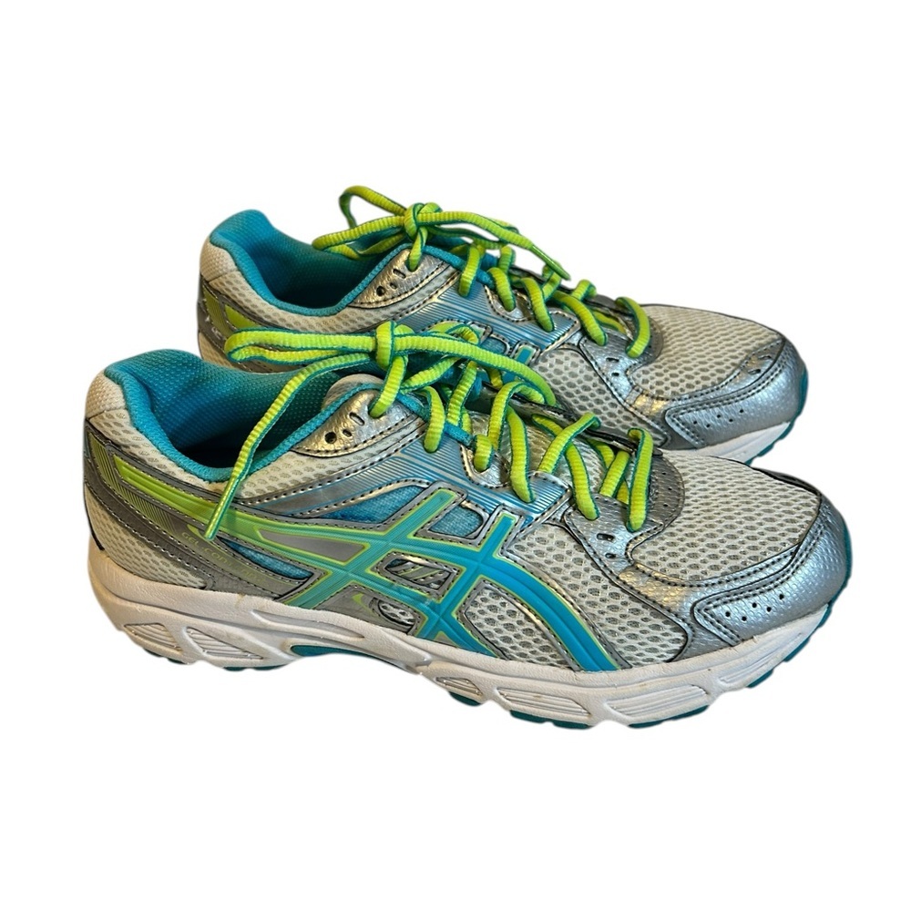 ASICS Gel Contend running shoes women’s 8 gray blue green athletic sneakers